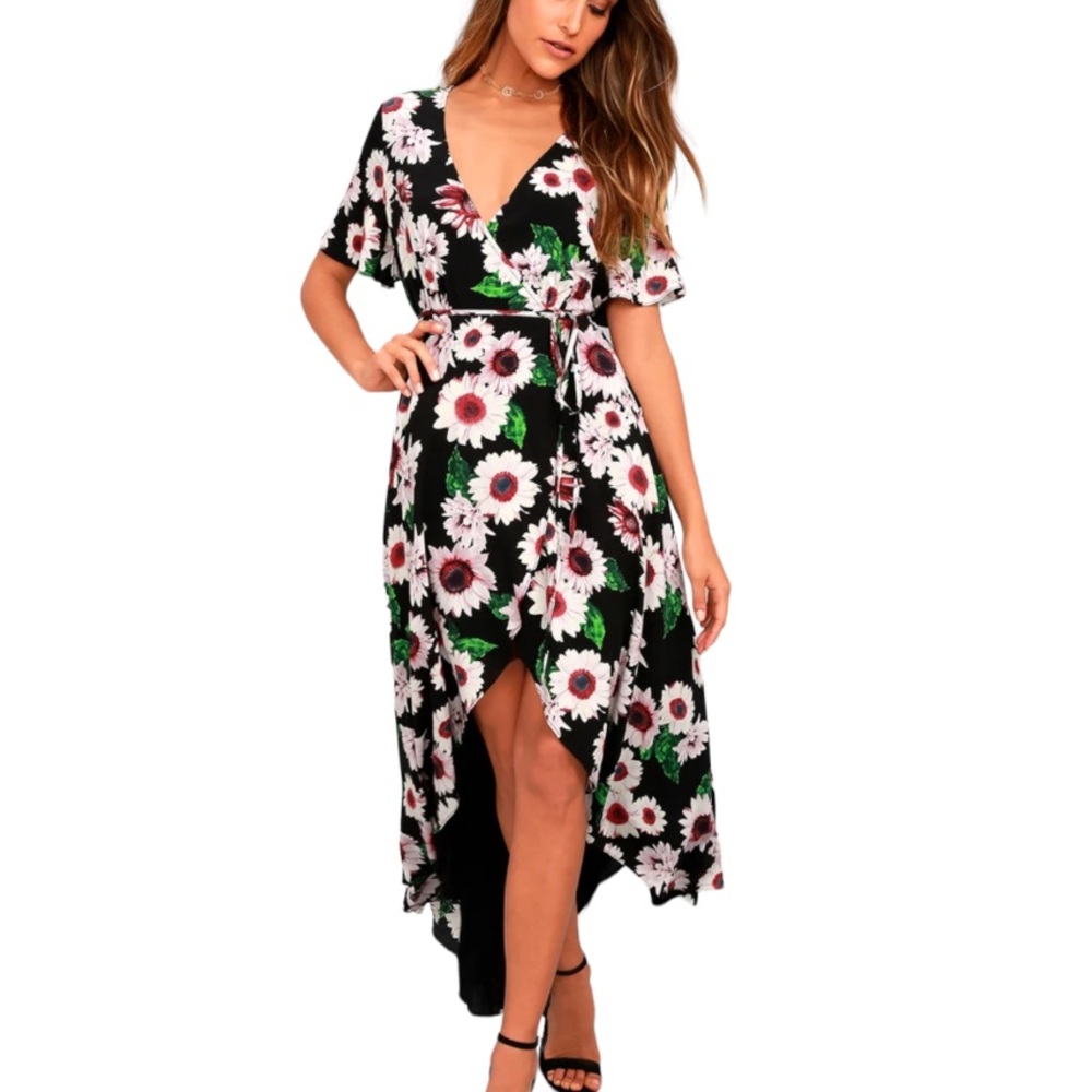 Lulus Floral Hi-Low Wrap Dress Sz S
